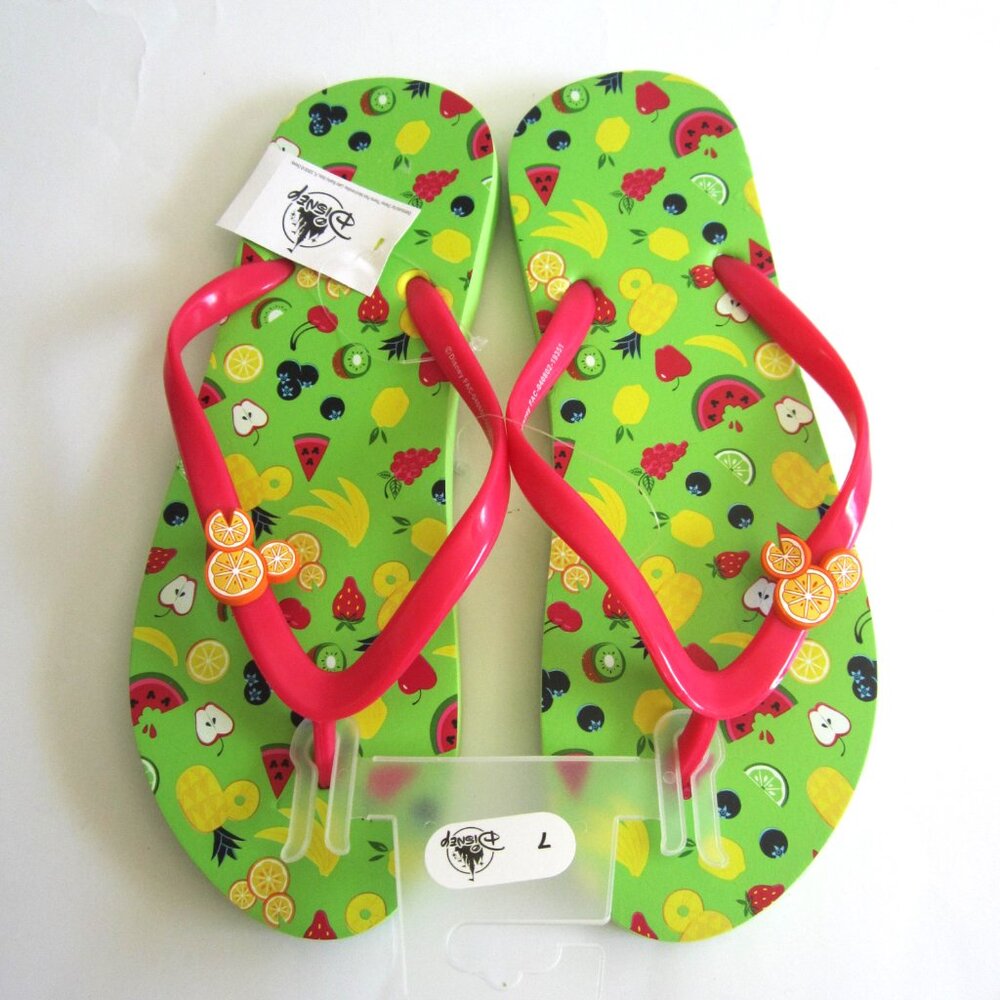 Disney Mickey Tropical Fruit Flip Flops Adult Women